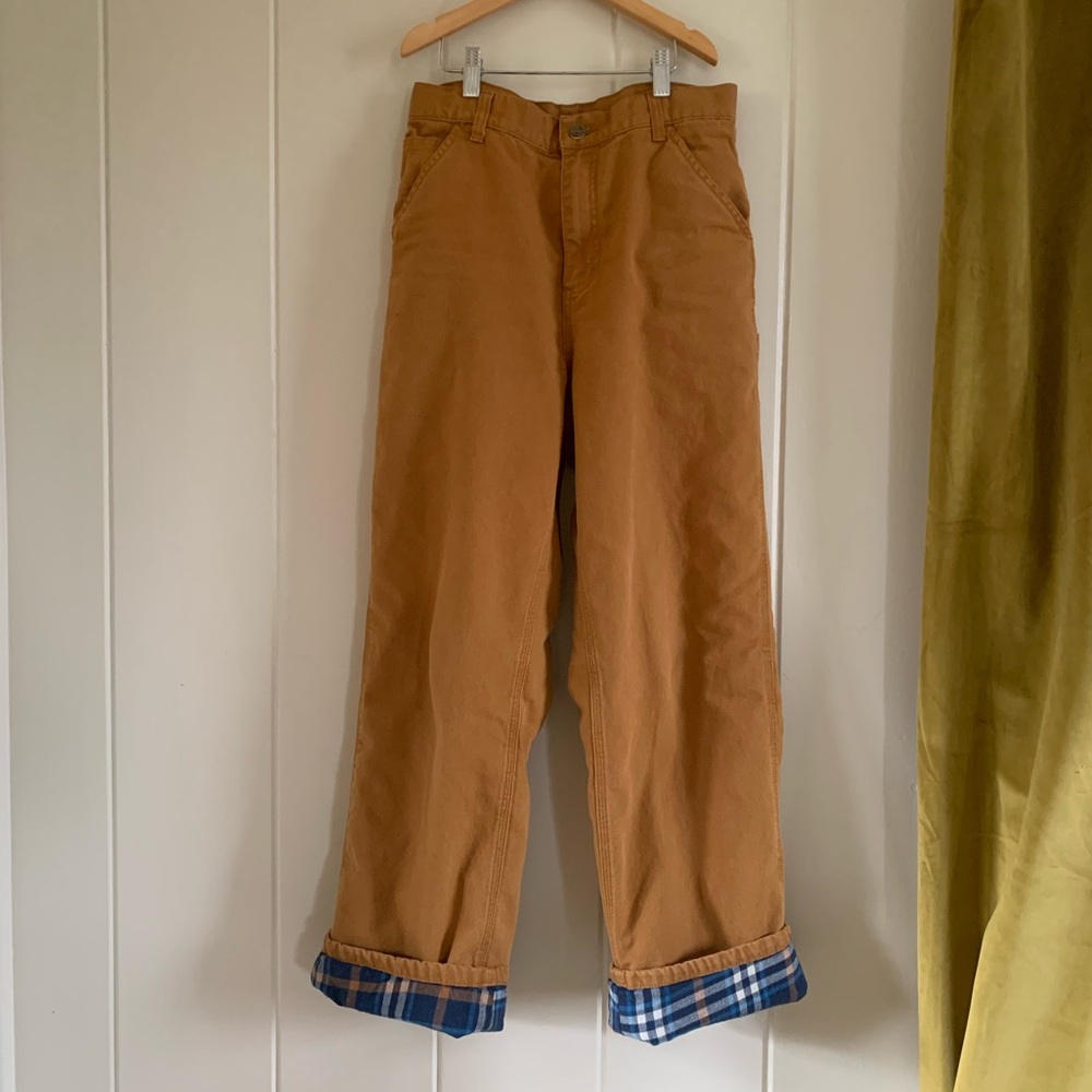 Carhartt plaid flannel lined workwear pants
